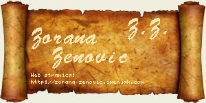 Zorana Zenović vizit kartica